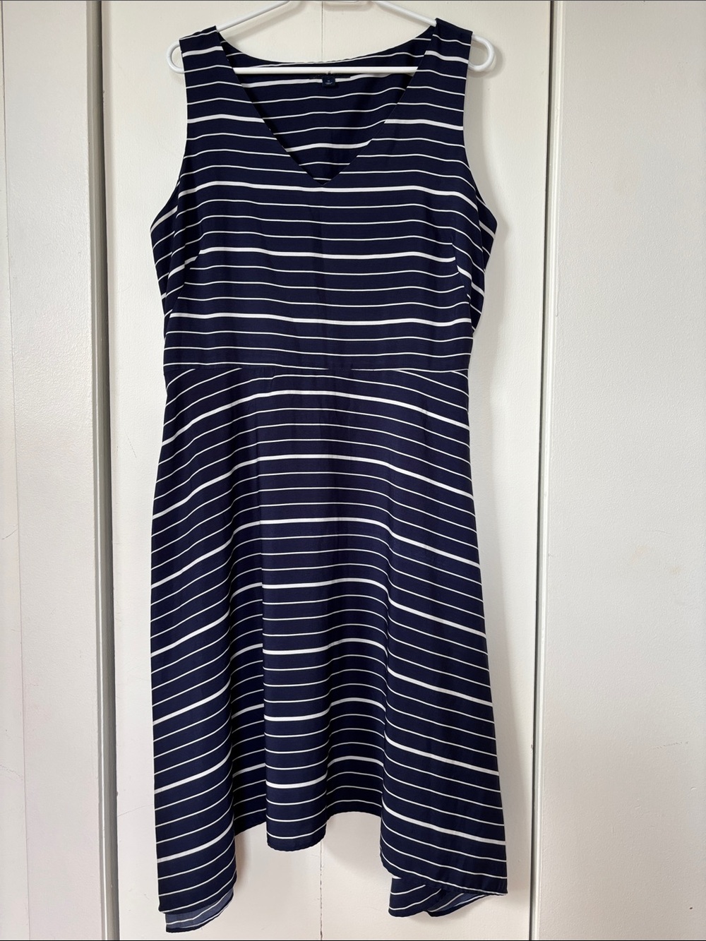 ✨ Tommy Hilfiger Navy Striped Sleeveless Fit & Flare Midi Dress Plus Size 16